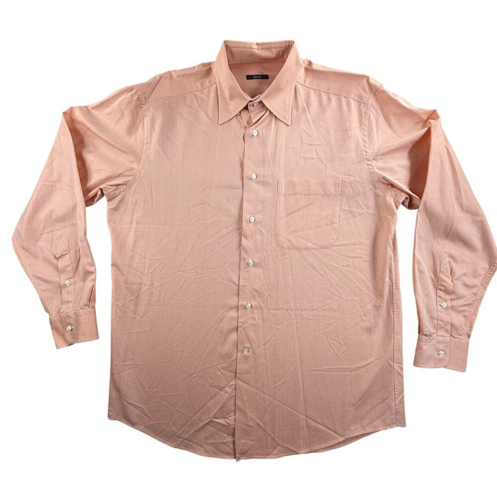 Zanella Shirt Mens Large Salmon Pink Harold HBD Made in Italy Button Down Dress